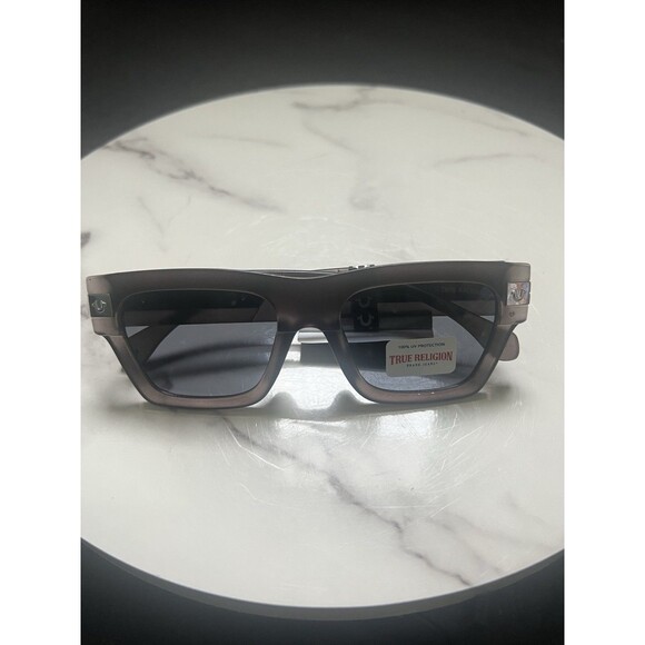 TRUE RELIGION TRM1868-5MSJ Sunglasses Frosted Black Acetate Logo Classic NWT Men - Picture 1 of 11